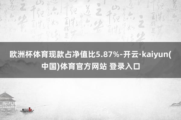 欧洲杯体育现款占净值比5.87%-开云·kaiyun(中国)体育官方网站 登录入口
