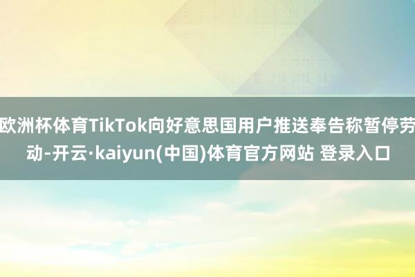 欧洲杯体育TikTok向好意思国用户推送奉告称暂停劳动-开云·kaiyun(中国)体育官方网站 登录入口