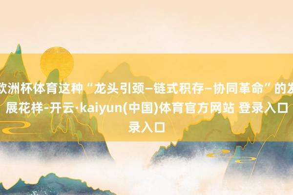 欧洲杯体育这种“龙头引颈—链式积存—协同革命”的发展花样-开云·kaiyun(中国)体育官方网站 登录入口
