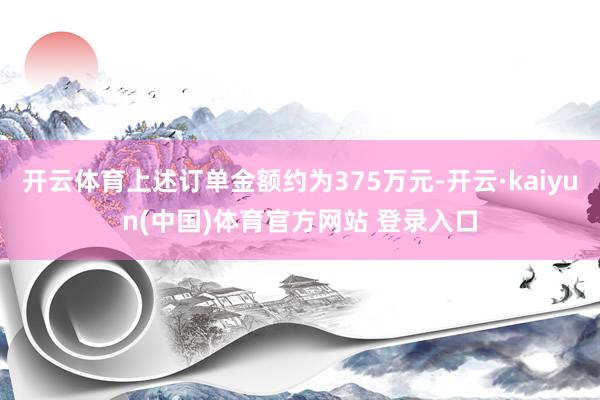开云体育上述订单金额约为375万元-开云·kaiyun(中国)体育官方网站 登录入口