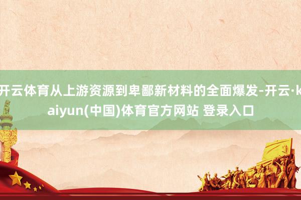 开云体育从上游资源到卑鄙新材料的全面爆发-开云·kaiyun(中国)体育官方网站 登录入口